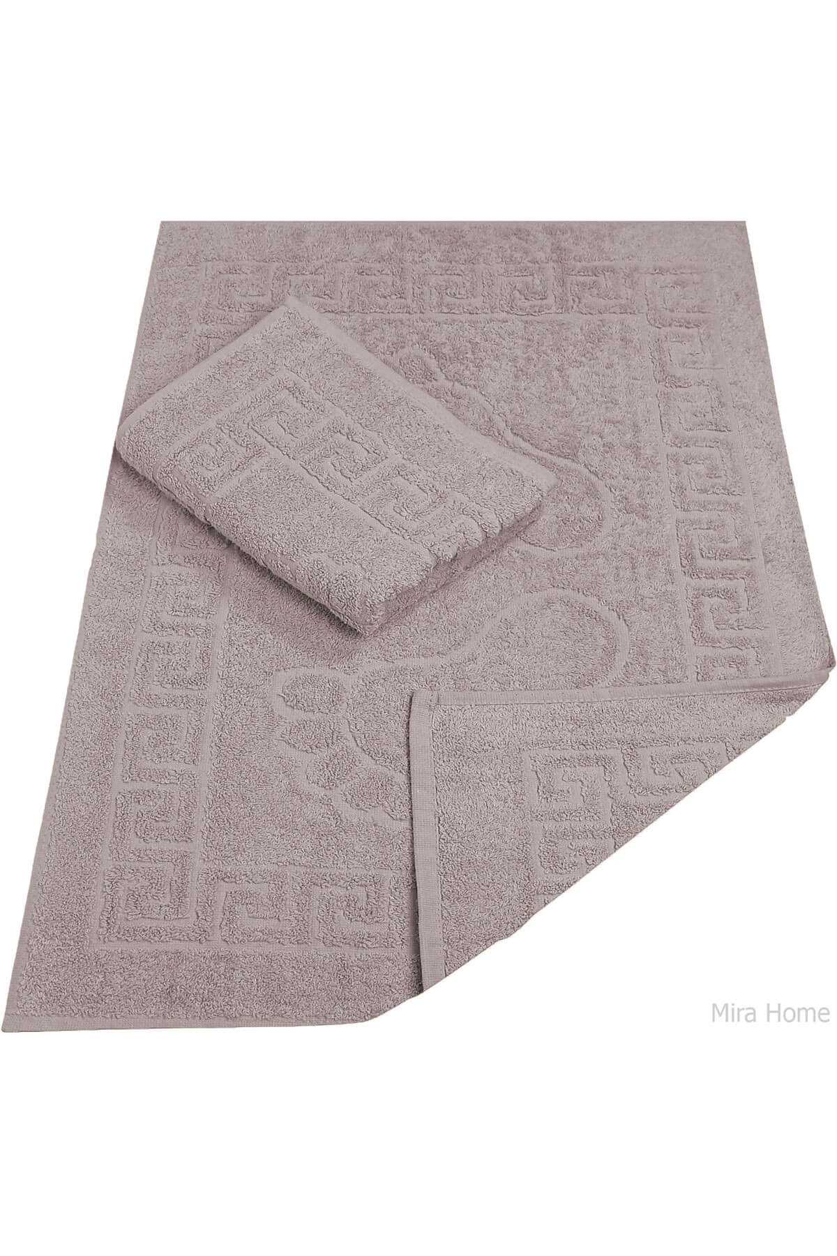 2 Li Banyo Ayak Havlusu %100 Pamuk 50X70 Cm Menesch Mürdüm resmi