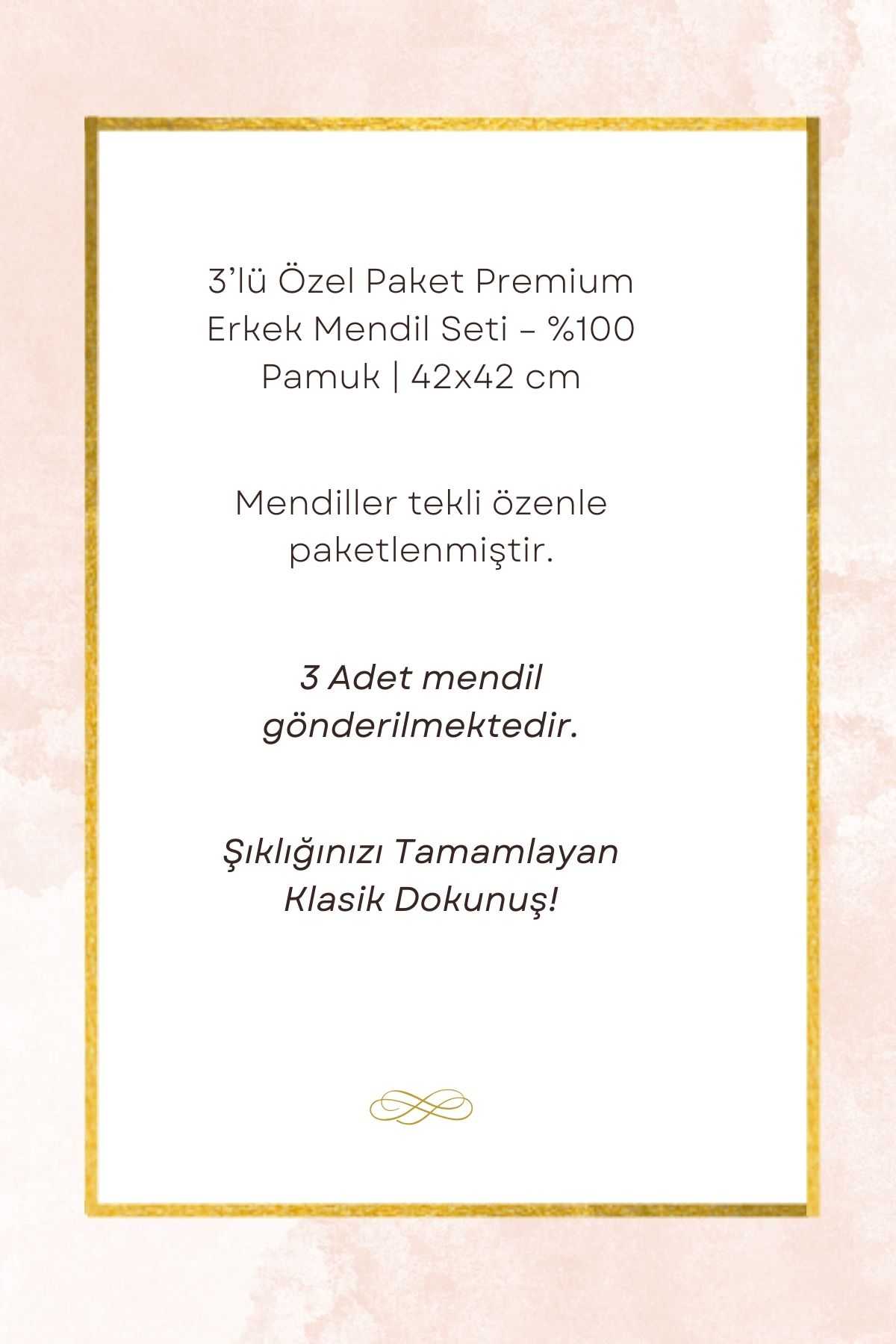 3’lü Özel Paket Premium Erkek Mendil Seti  %100 Pamuk 42x42 cm Beyaz resmi