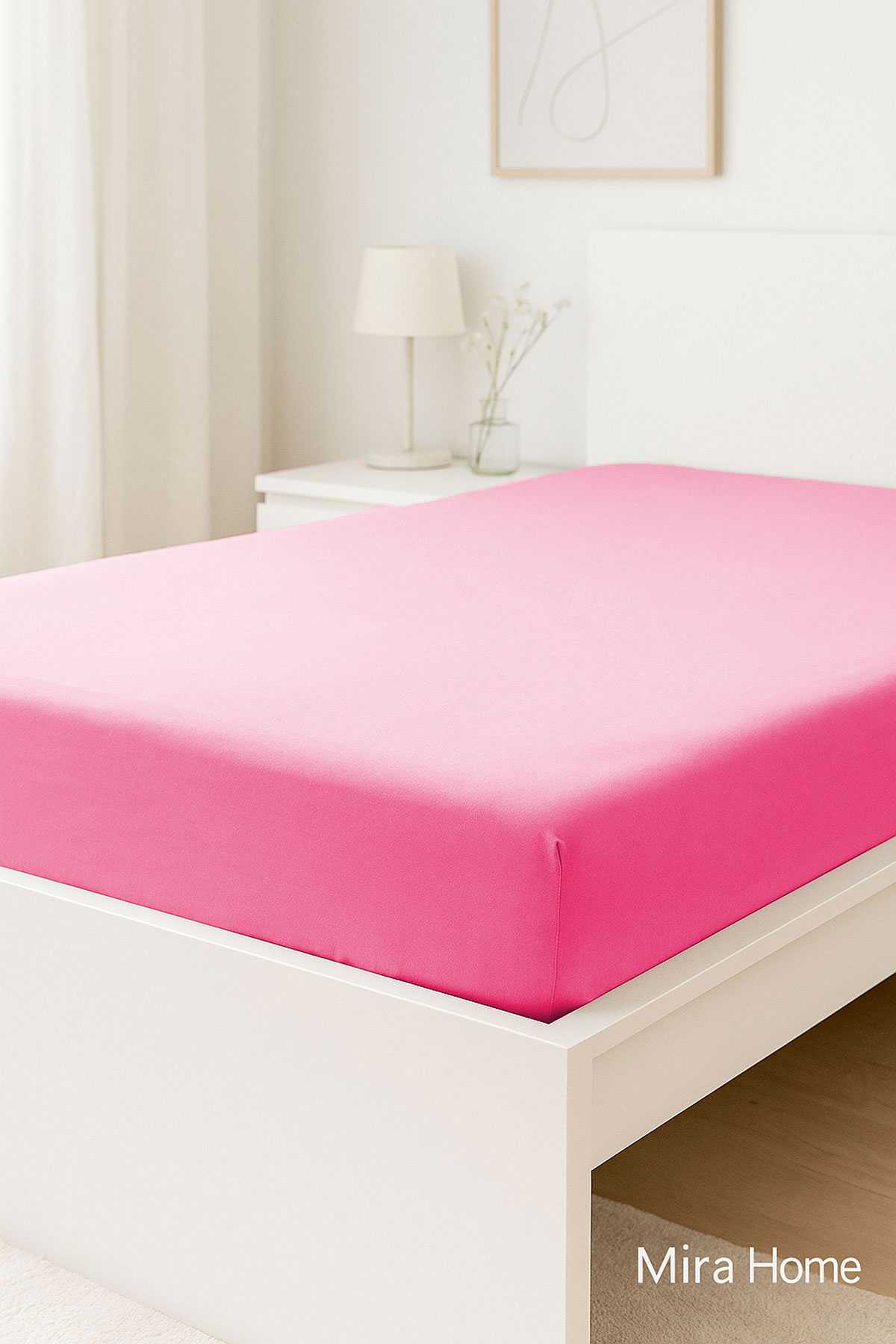 Çift Kişilik Düz Penye %100 Pamuklu Lastikli Çarşaf 160X200 Newsheet Mor resmi