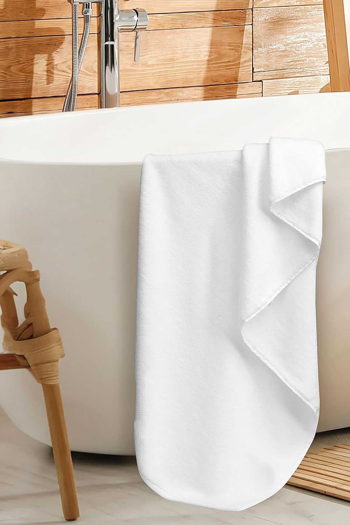 Luxury Hotel 90x150 cm %100 Pamuk Banyo Havlusu Gramajlı Beyaz resmi